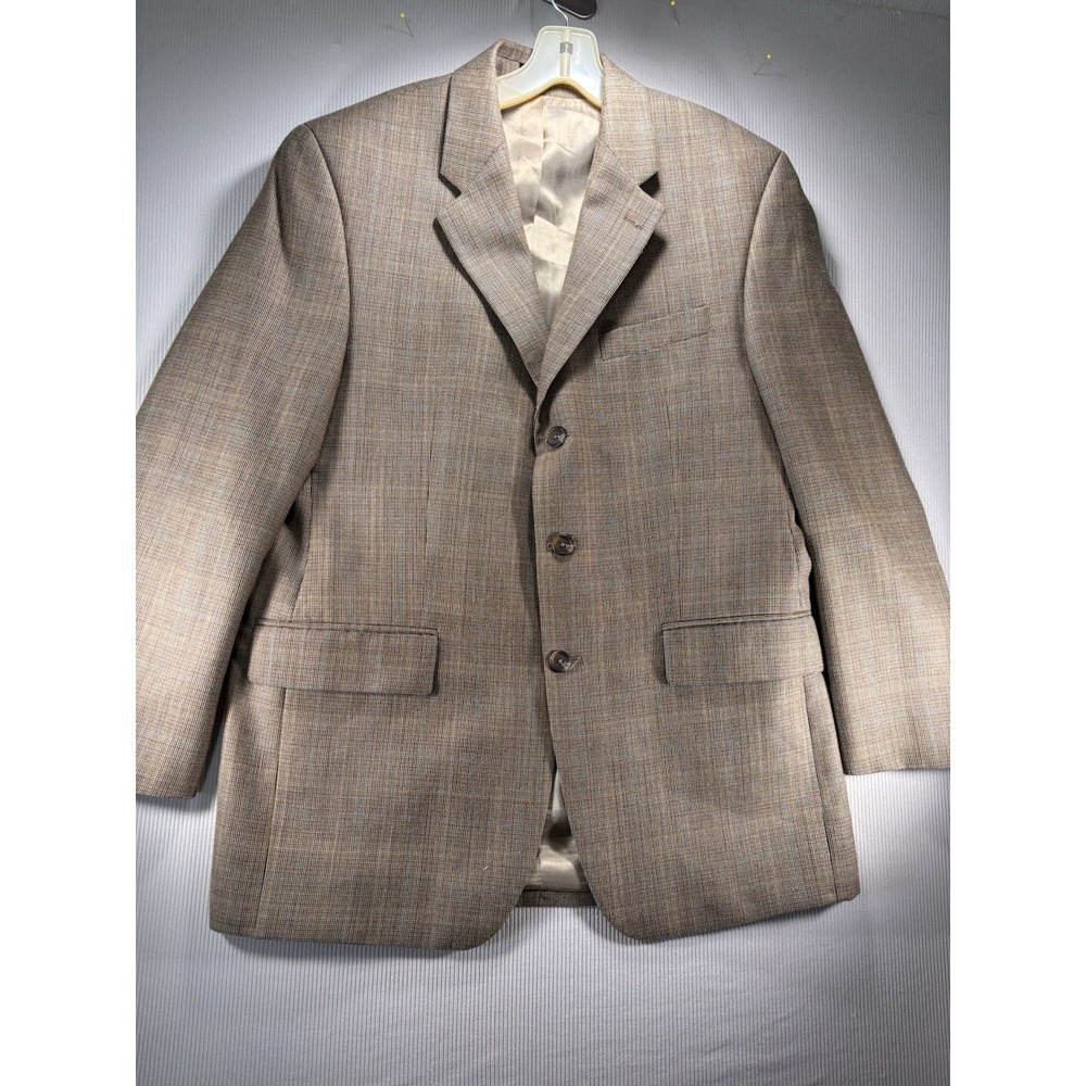 Ralph Lauren Black Label 40R Sport Coat Blazer Silk Wool Brown Micro Plaid